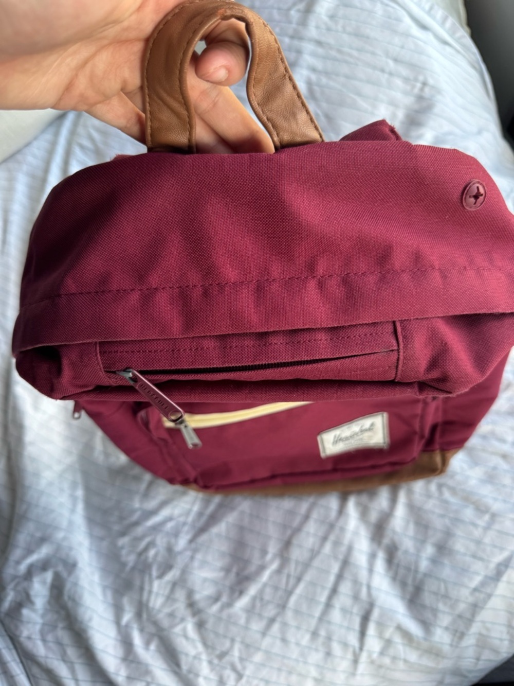 Herschel Supply Company Maroon & Tan Backpack with Front Pocket - Picture 3 of 4